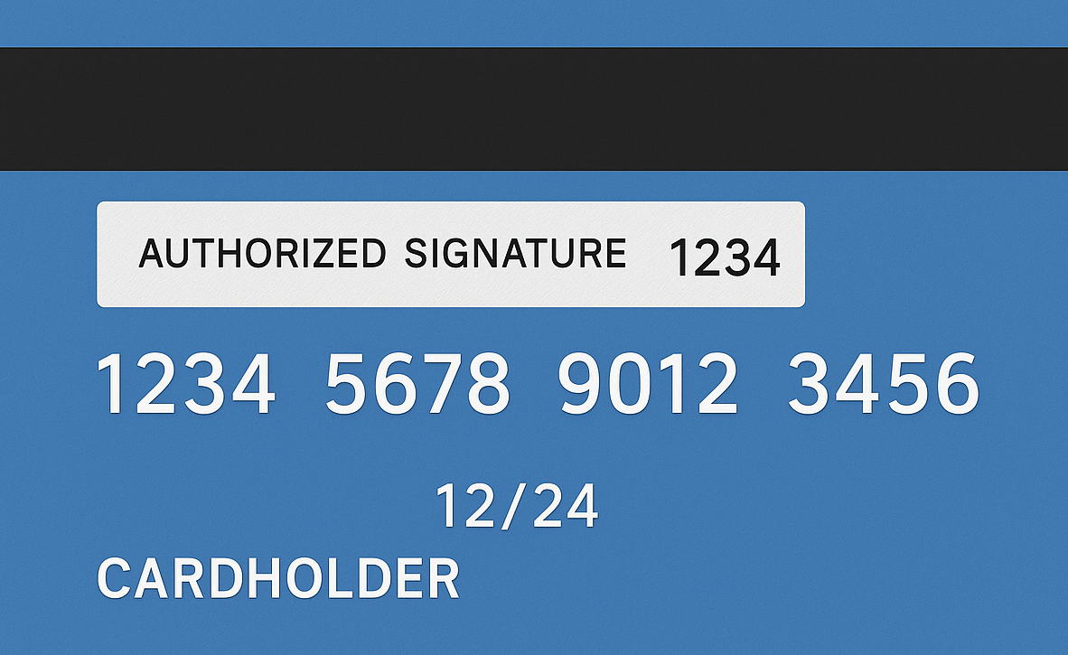 back of the payment card