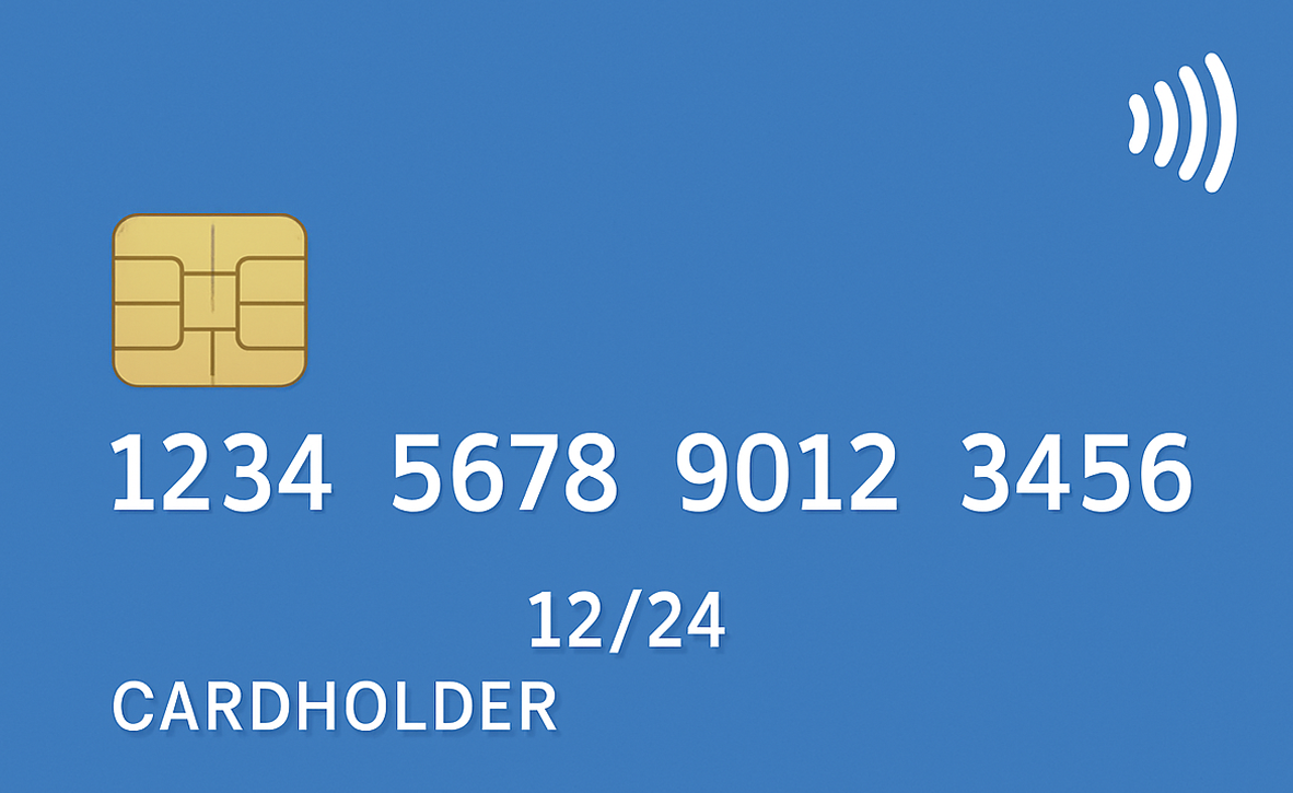 front of the payment card